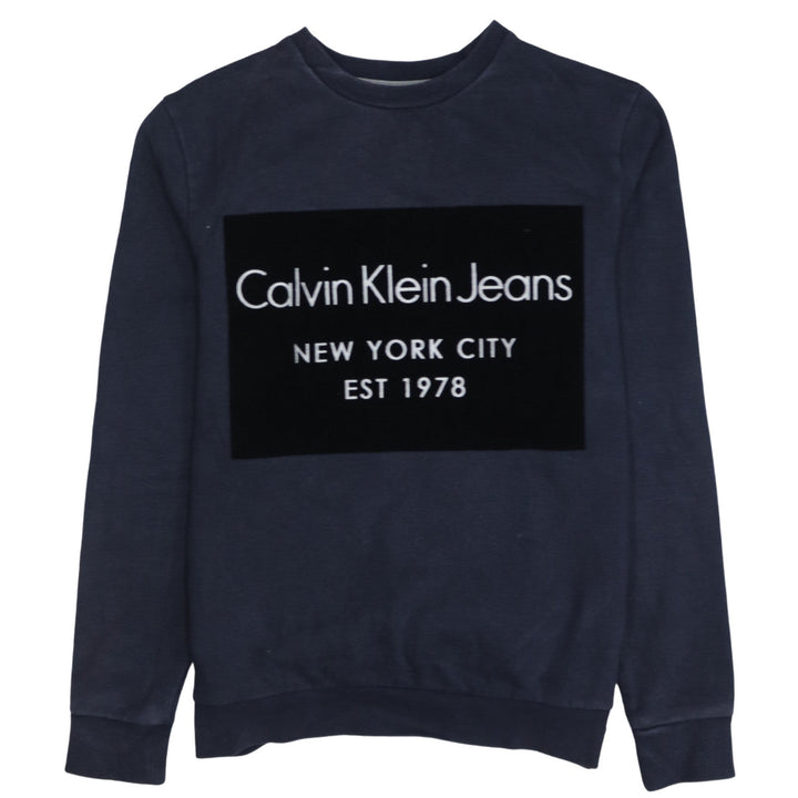 Calvin Klein Jeans Men's Blue XS Pullover Logo Sweatshirt