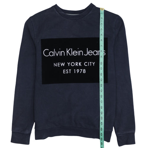 Calvin Klein Jeans Men's Blue XS Pullover Logo Sweatshirt