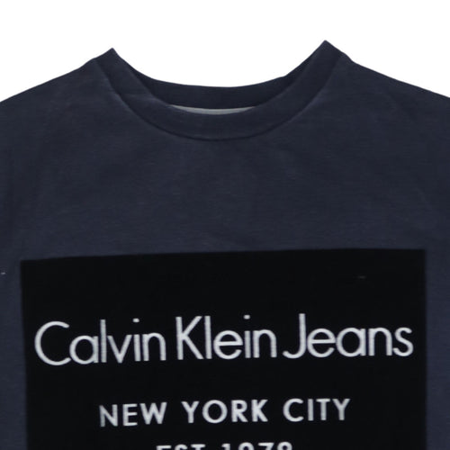 Calvin Klein Jeans Men's Blue XS Pullover Logo Sweatshirt