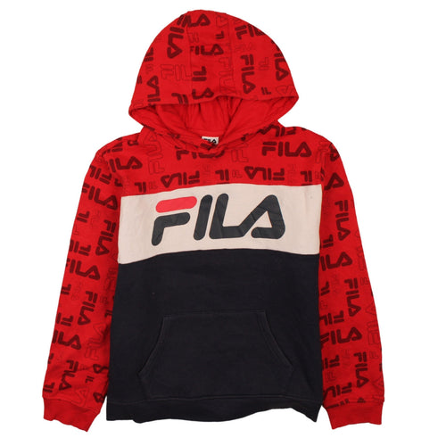 Fila Men's Multicoloured Pullover Hoodie 2XL Logo Fleece Sweatshirt