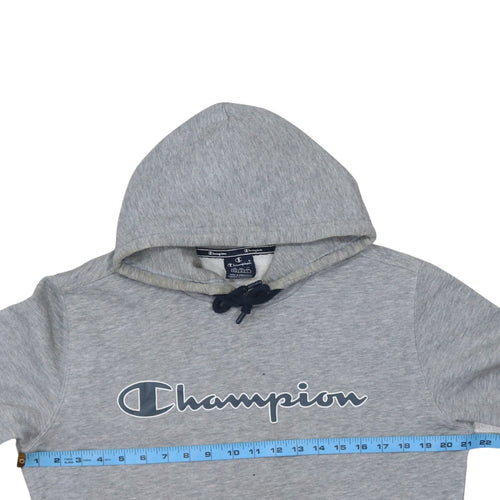 Champion Men Grey Logo Pullover Hoodie Size M Regular Fit