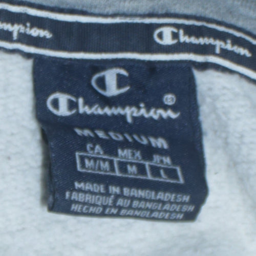 Champion Men Grey Logo Pullover Hoodie Size M Regular Fit