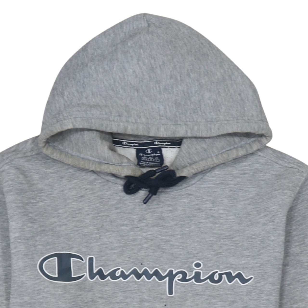 Champion Men Grey Logo Pullover Hoodie Size M Regular Fit