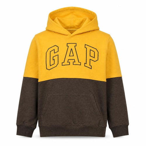 GAP Kids Boys Yellow and Brown Pullover Hoodie L Cotton Blend