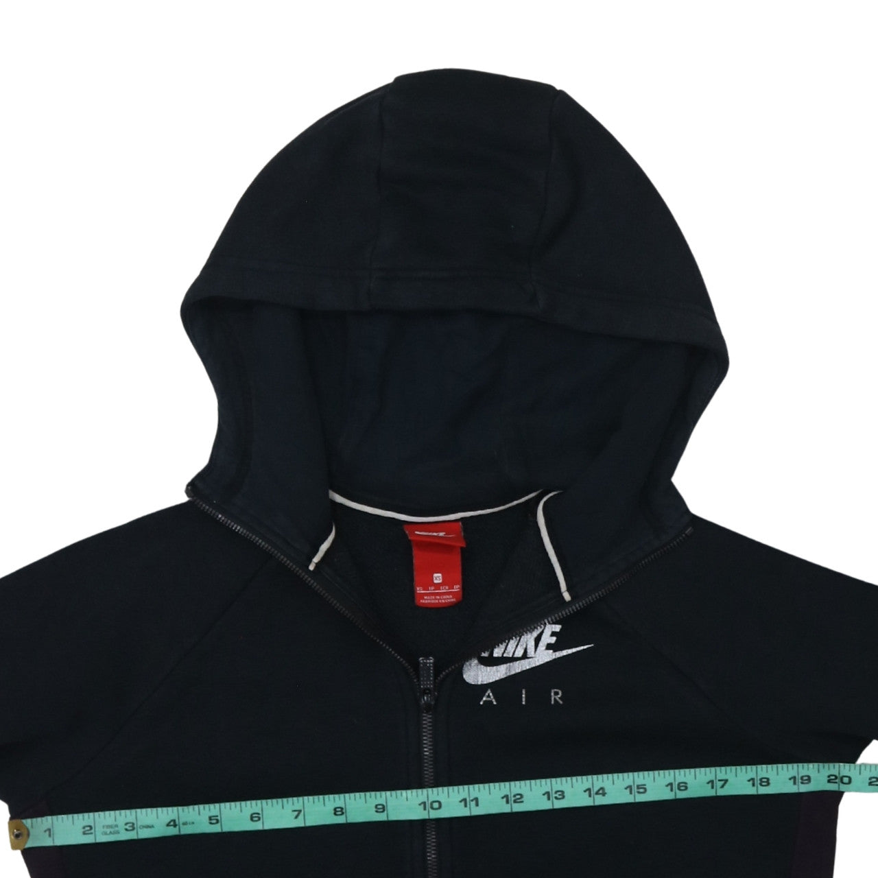 Nike Air Women's Black XS Full Zip Hoodie with Grey Stripes