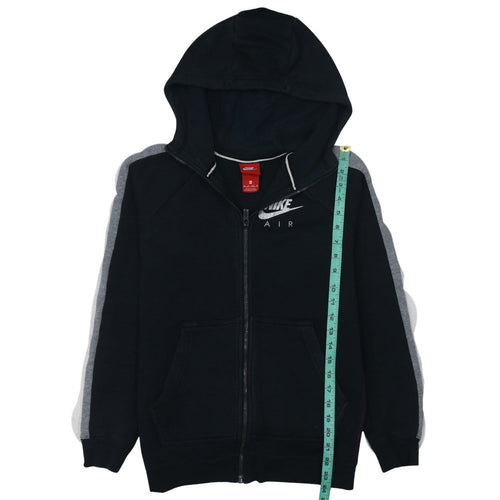 Nike Air Women's Black XS Full Zip Hoodie with Grey Stripes