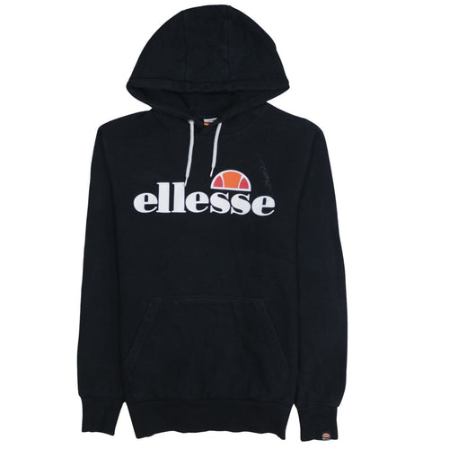 Ellesse Women's Black Pullover Hoodie Size M Cotton Blend Logo Hooded Sweatshirt