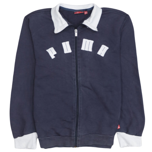 Puma Womens Navy Full Zip Sweatshirt Size 12 Cotton Blend