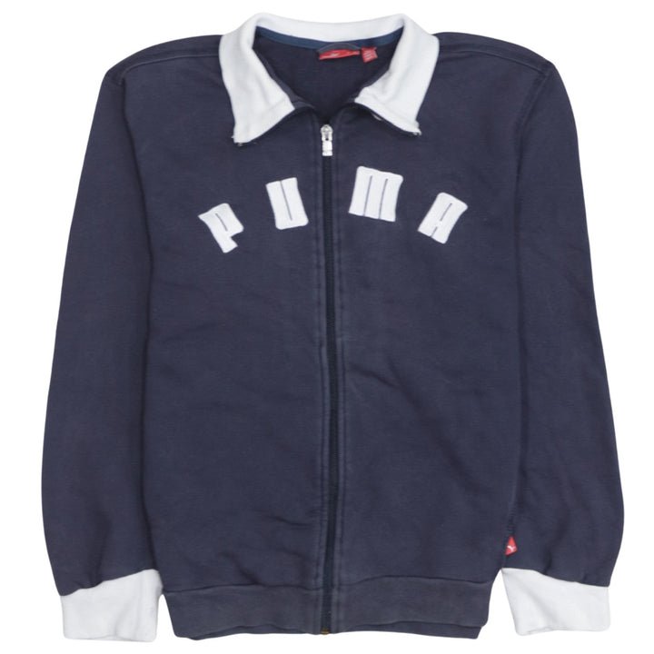 Puma Womens Navy Full Zip Sweatshirt Size 12 Cotton Blend