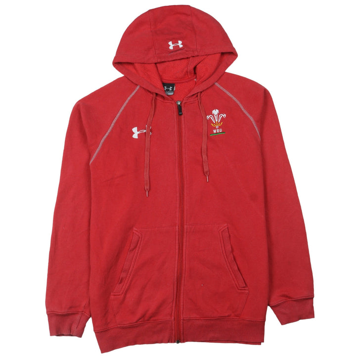 Under Armour Men's Red Full Zip Hoodie Medium WRU Rugby Fleece