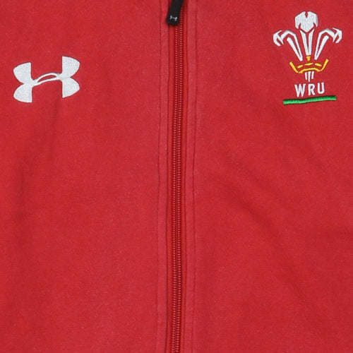 Under Armour Men's Red Full Zip Hoodie Medium WRU Rugby Fleece