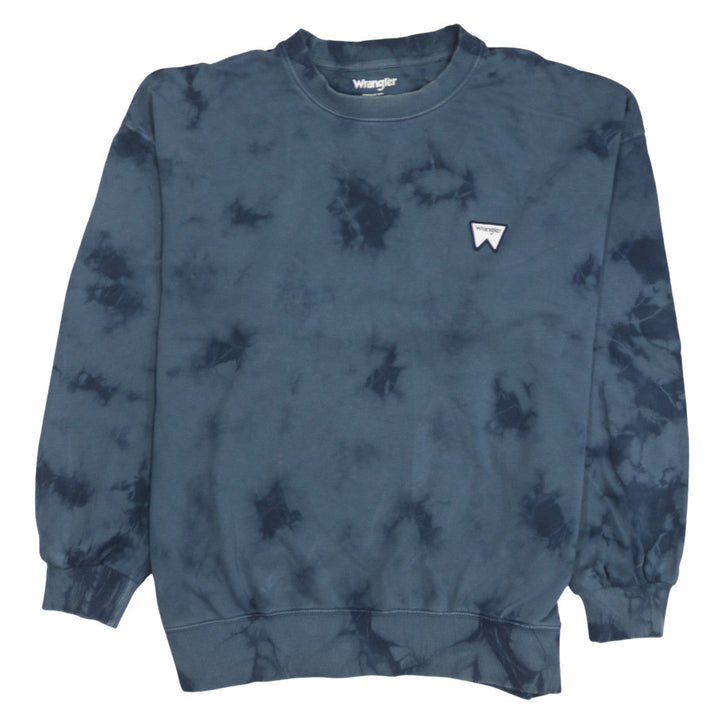 Wrangler Men's Blue Tie-Dye Cotton Crew Neck Sweatshirt L