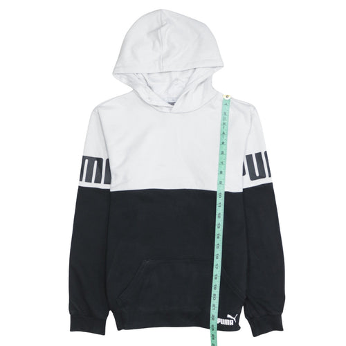 Puma Boys White and Black Pullover Hoodie Size 13-14 Years Colourblock