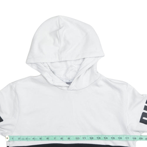 Puma Boys White and Black Pullover Hoodie Size 13-14 Years Colourblock