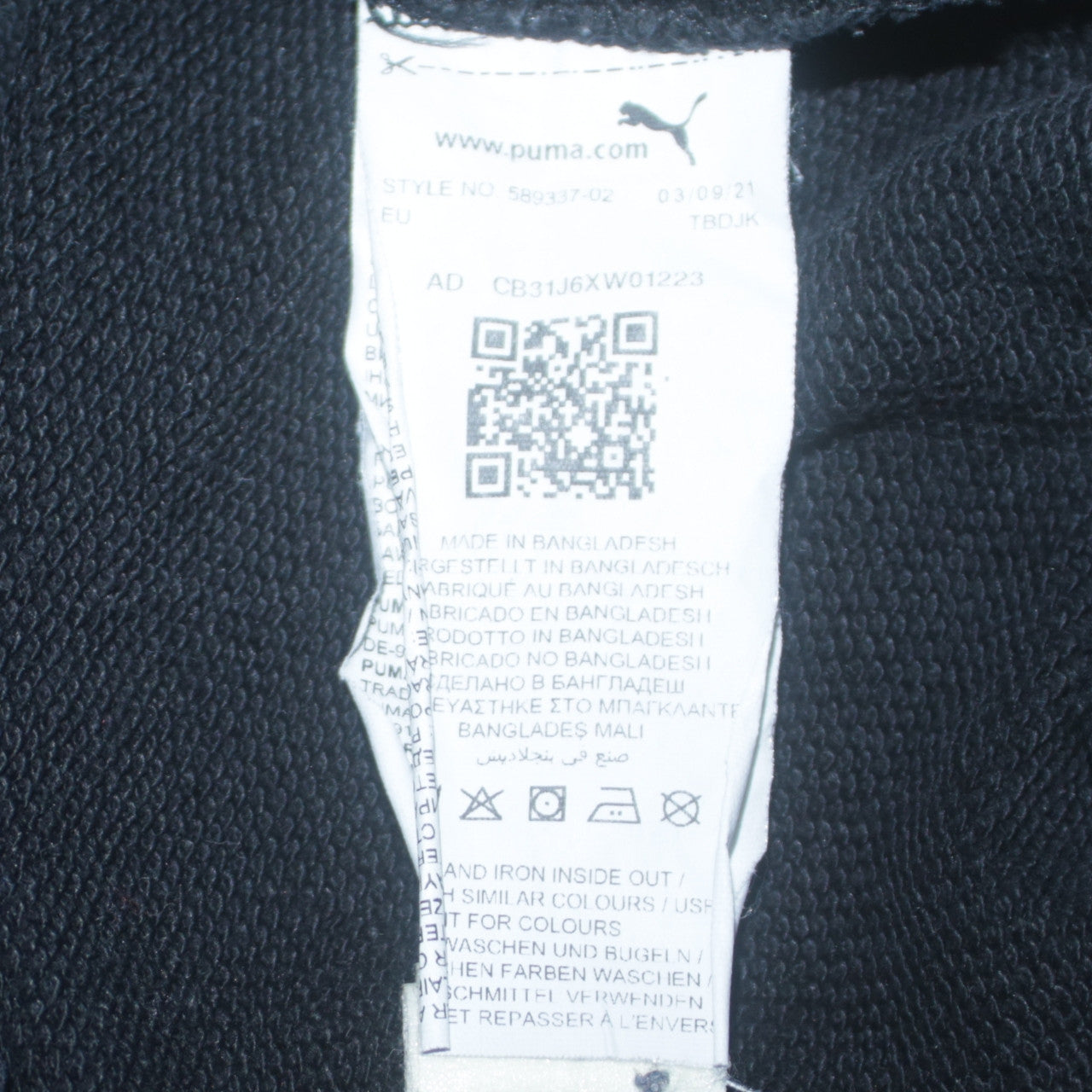 Puma Boys White and Black Pullover Hoodie Size 13-14 Years Colourblock