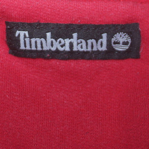 Timberland Men’s Red White Logo Crew Neck Pullover Sweatshirt Size S