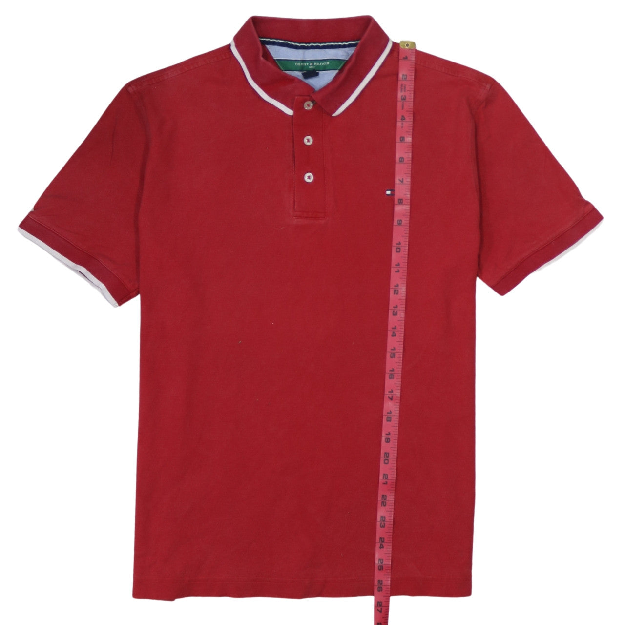 Tommy Hilfiger Mens Red Golf Polo Shirt Size L Cotton Short Sleeve