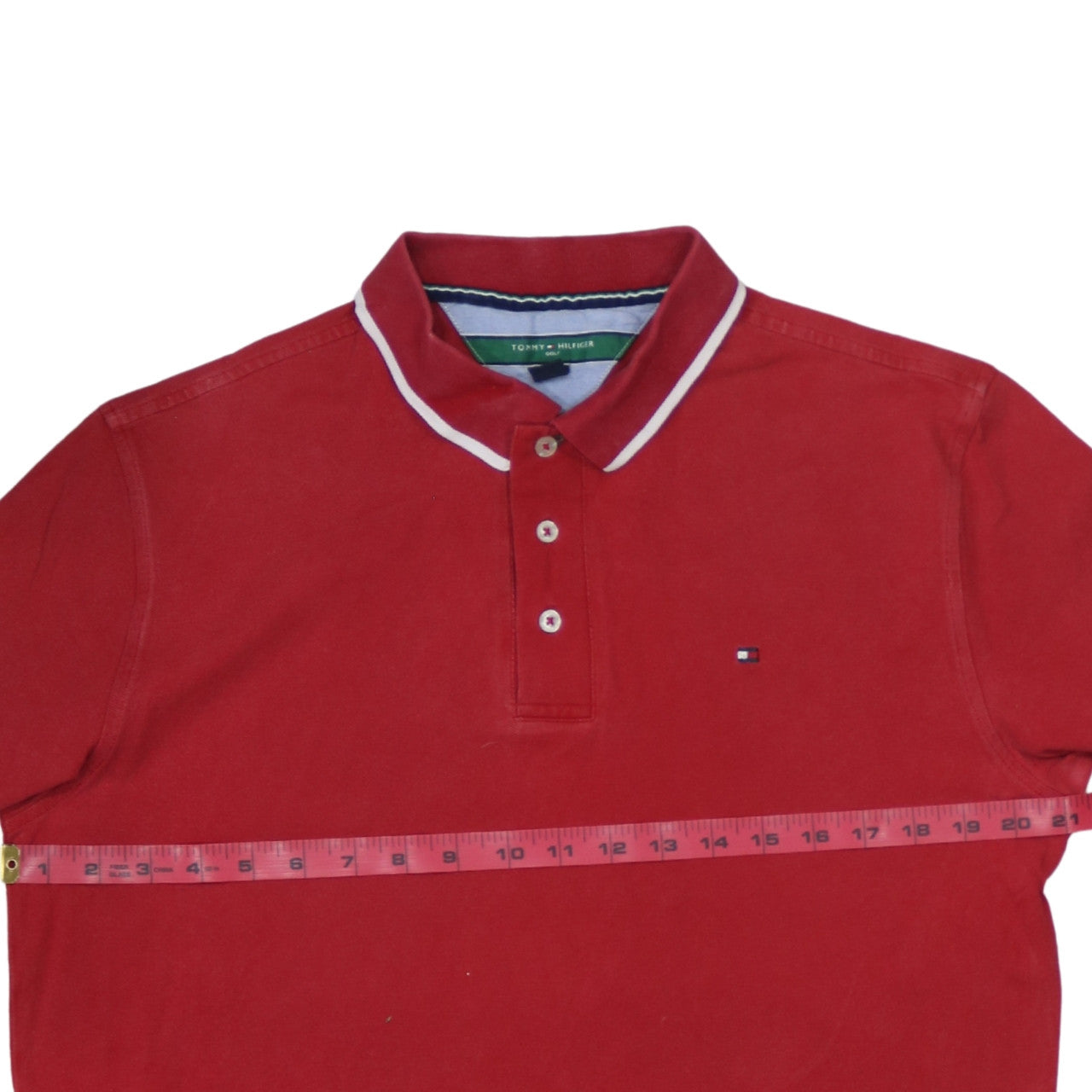 Tommy Hilfiger Mens Red Golf Polo Shirt Size L Cotton Short Sleeve
