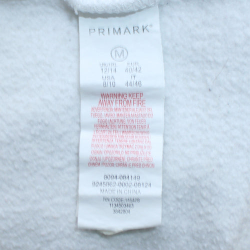Disney Primark Womens White Mickey Hoodie Size M UK 12/14 Pullover