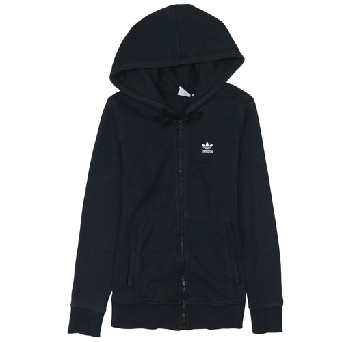 Adidas Womens Black XS Full Zip Hoodie Sweatshirt Classic Style
