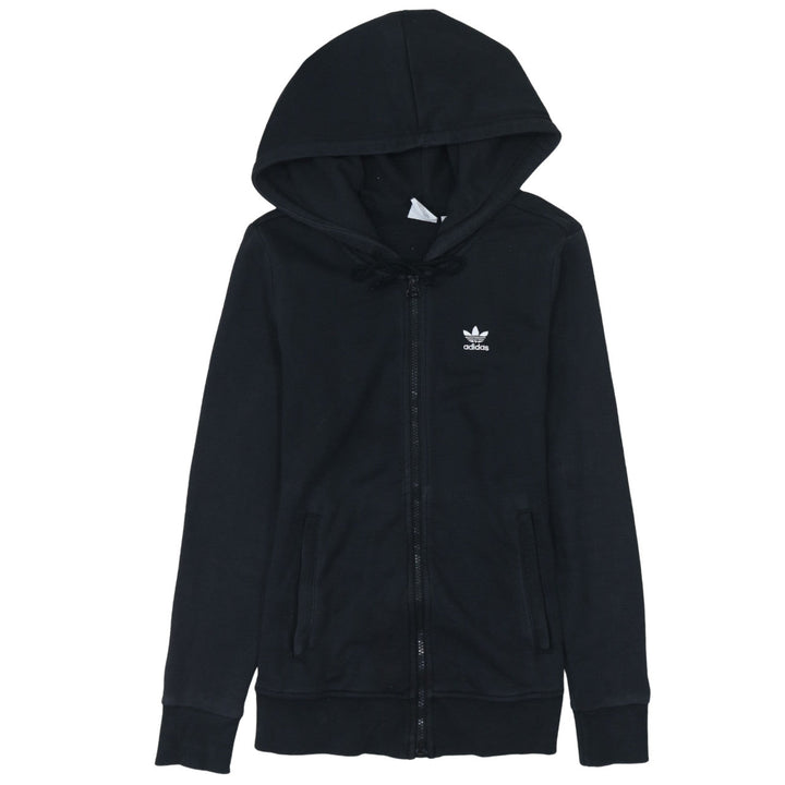 Adidas Womens Black XS Full Zip Hoodie Sweatshirt Classic Style