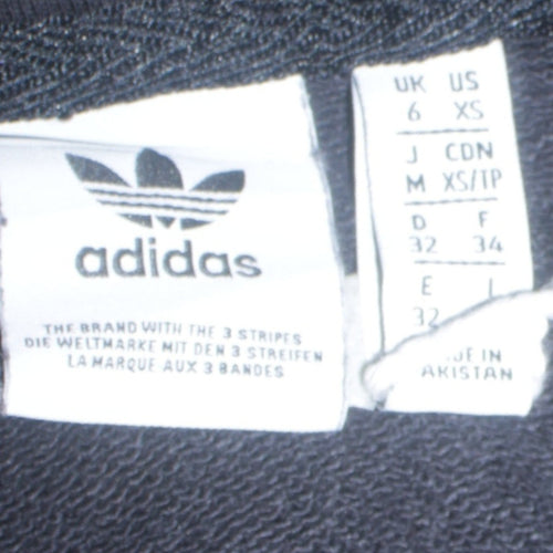 Adidas Womens Black XS Full Zip Hoodie Sweatshirt Classic Style