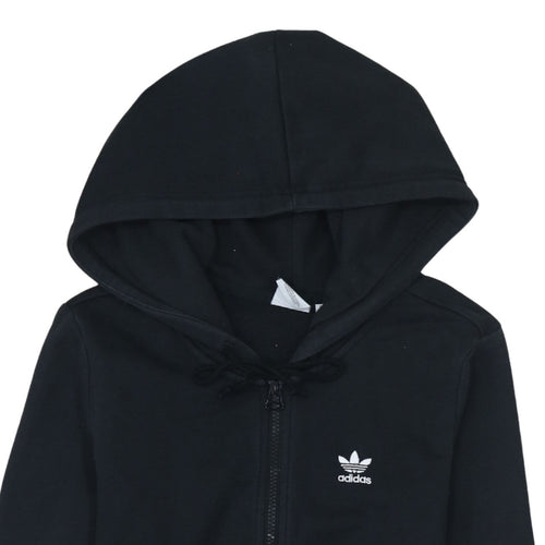 Adidas Womens Black XS Full Zip Hoodie Sweatshirt Classic Style