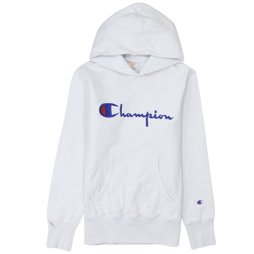 Champion Men's White Medium Pullover Hoodie with Logo Embroidery