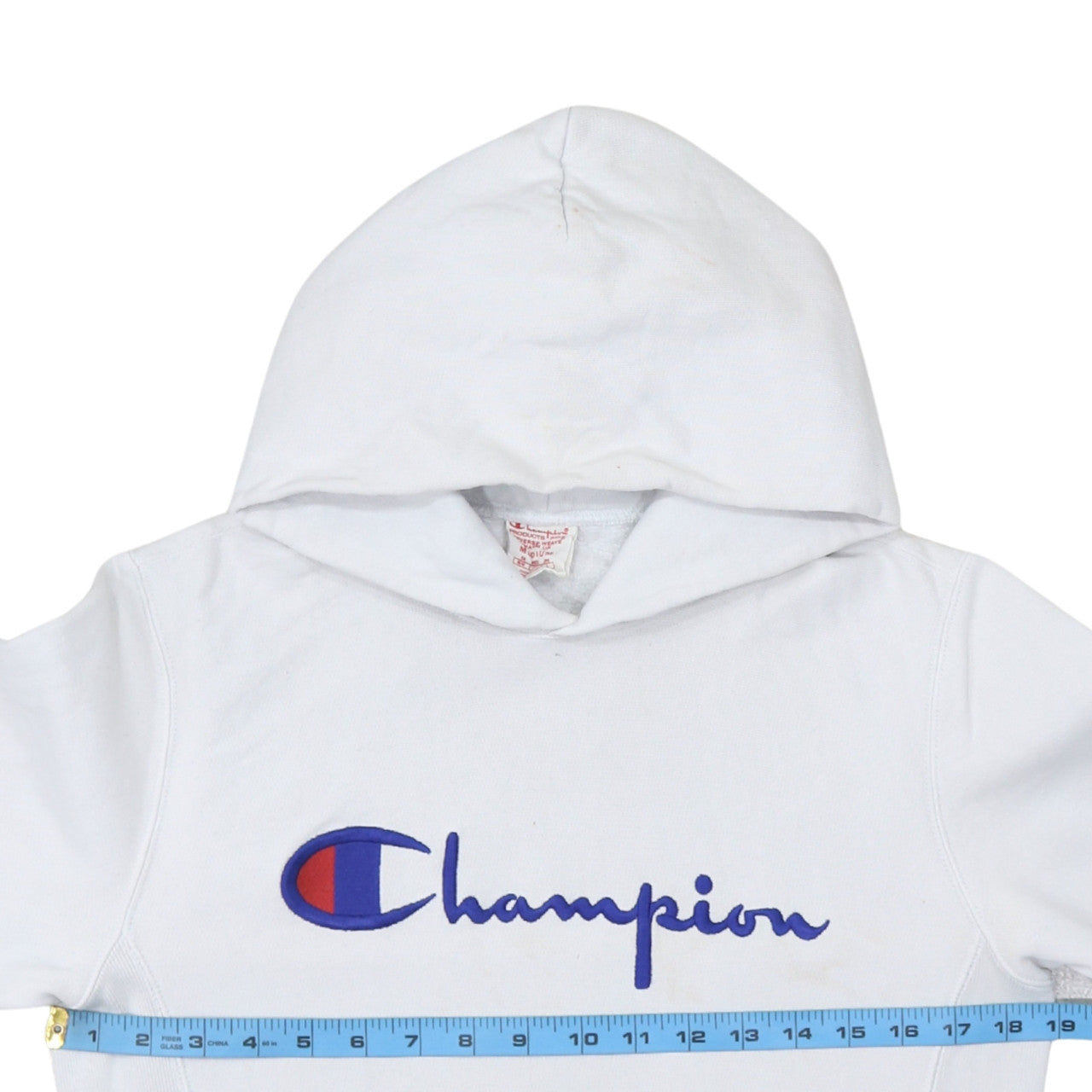 Champion Men's White Medium Pullover Hoodie with Logo Embroidery