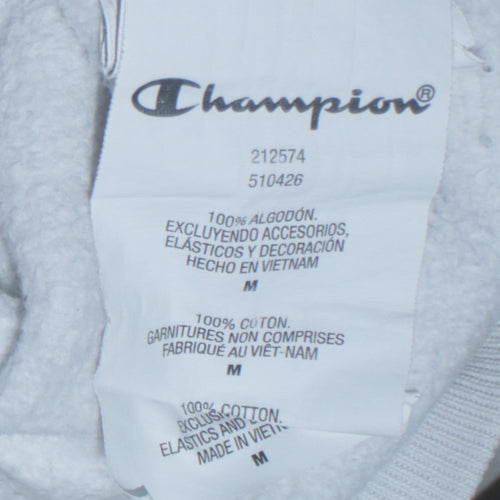 Champion Men's White Medium Pullover Hoodie with Logo Embroidery