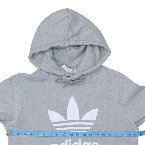Adidas Women Grey Hoodie UK 18 Pullover Hooded Sweatshirt