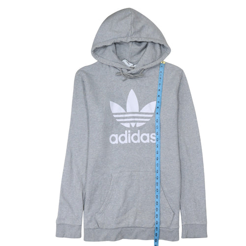 Adidas Women Grey Hoodie UK 18 Pullover Hooded Sweatshirt