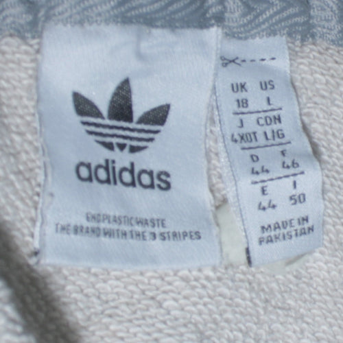 Adidas Women Grey Hoodie UK 18 Pullover Hooded Sweatshirt