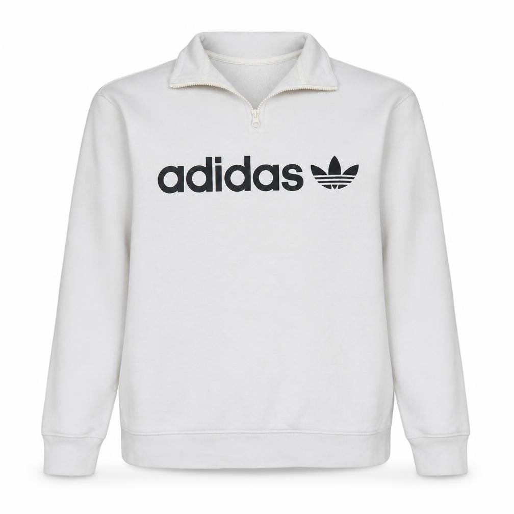 Front view of Adidas Women’s Ivory 1/4 Zip Pullover Sweatshirt UK 12