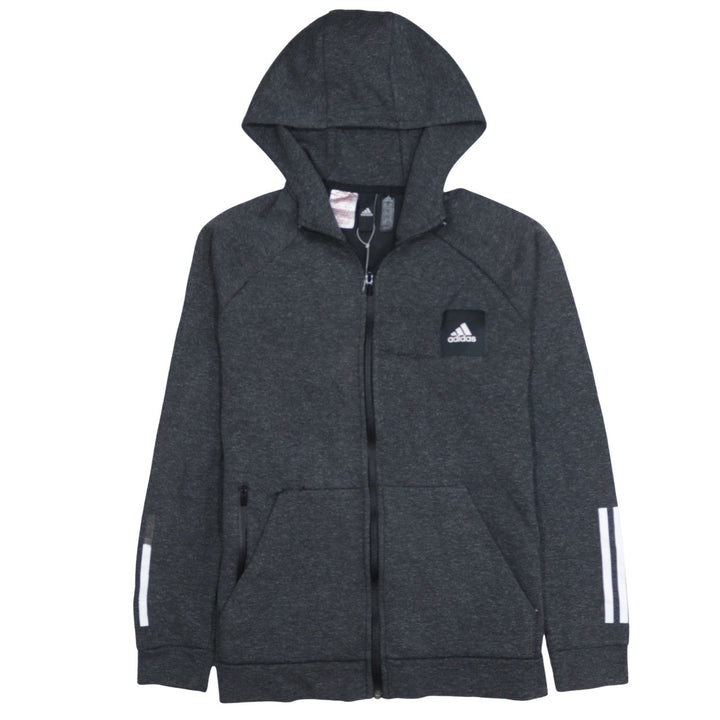 Adidas Boys Dark Grey Full Zip Hoodie Size 11-12 Years Hooded Sportswear