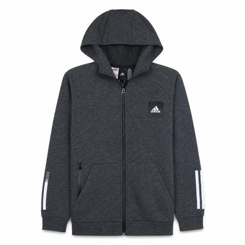 Adidas Boys Dark Grey Full Zip Hoodie Size 11-12 Years Hooded Sportswear