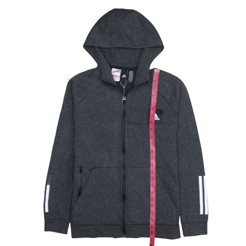 Adidas Boys Dark Grey Full Zip Hoodie Size 11-12 Years Hooded Sportswear