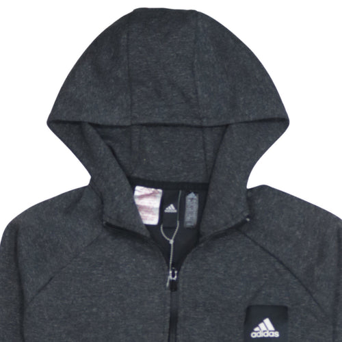 Adidas Boys Dark Grey Full Zip Hoodie Size 11-12 Years Hooded Sportswear
