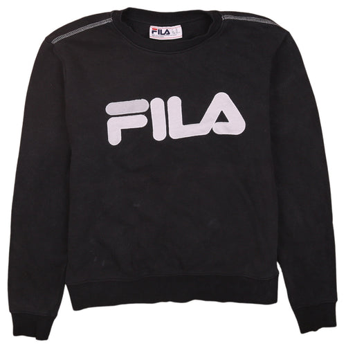 FILA Men's Black XS Pullover Sweatshirt Crew Neck Logo Fleece