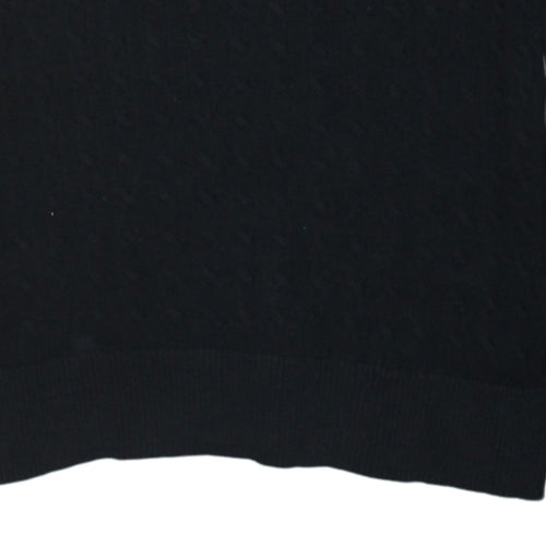 Tommy Hilfiger Men's Black Cable-Knit Cotton Crew Neck Jumper M