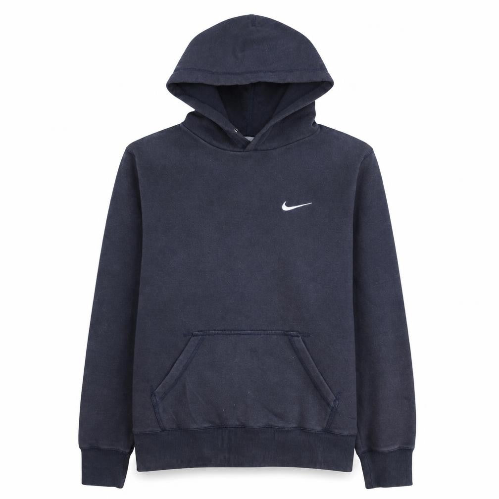 Front view of Nike Men's Blue Pullover Hoodie Sweatshirt with Logo, size M