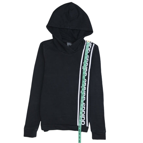 adidas Teens Black XS Pullover Hoodie with Logo Stripe Design