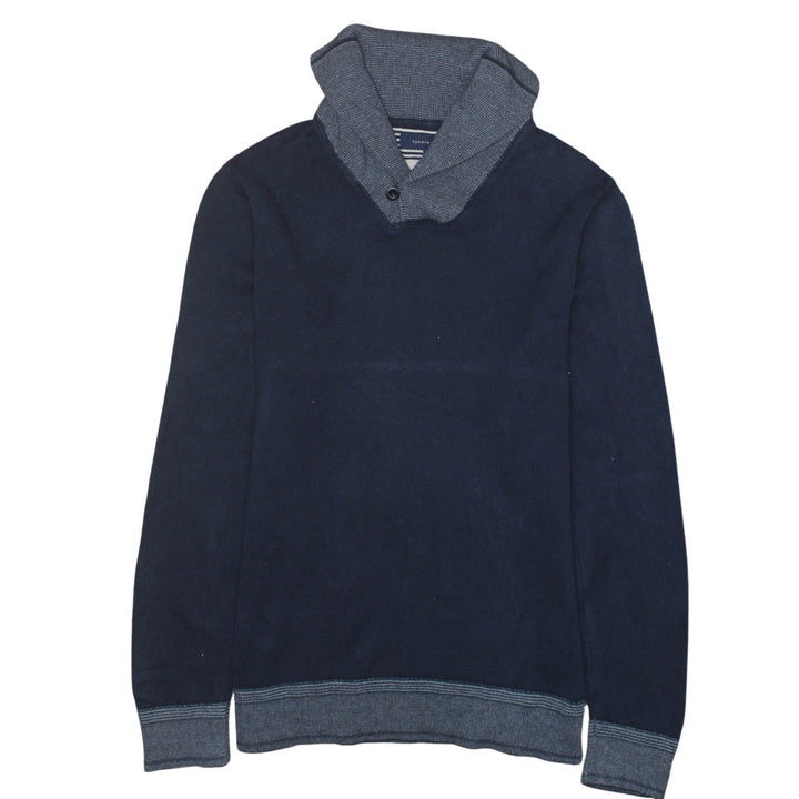 Tommy Hilfiger Men's Blue Cotton Shawl Collar Pullover Jumper M