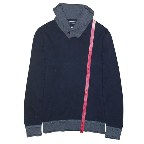Tommy Hilfiger Men's Blue Cotton Shawl Collar Pullover Jumper M