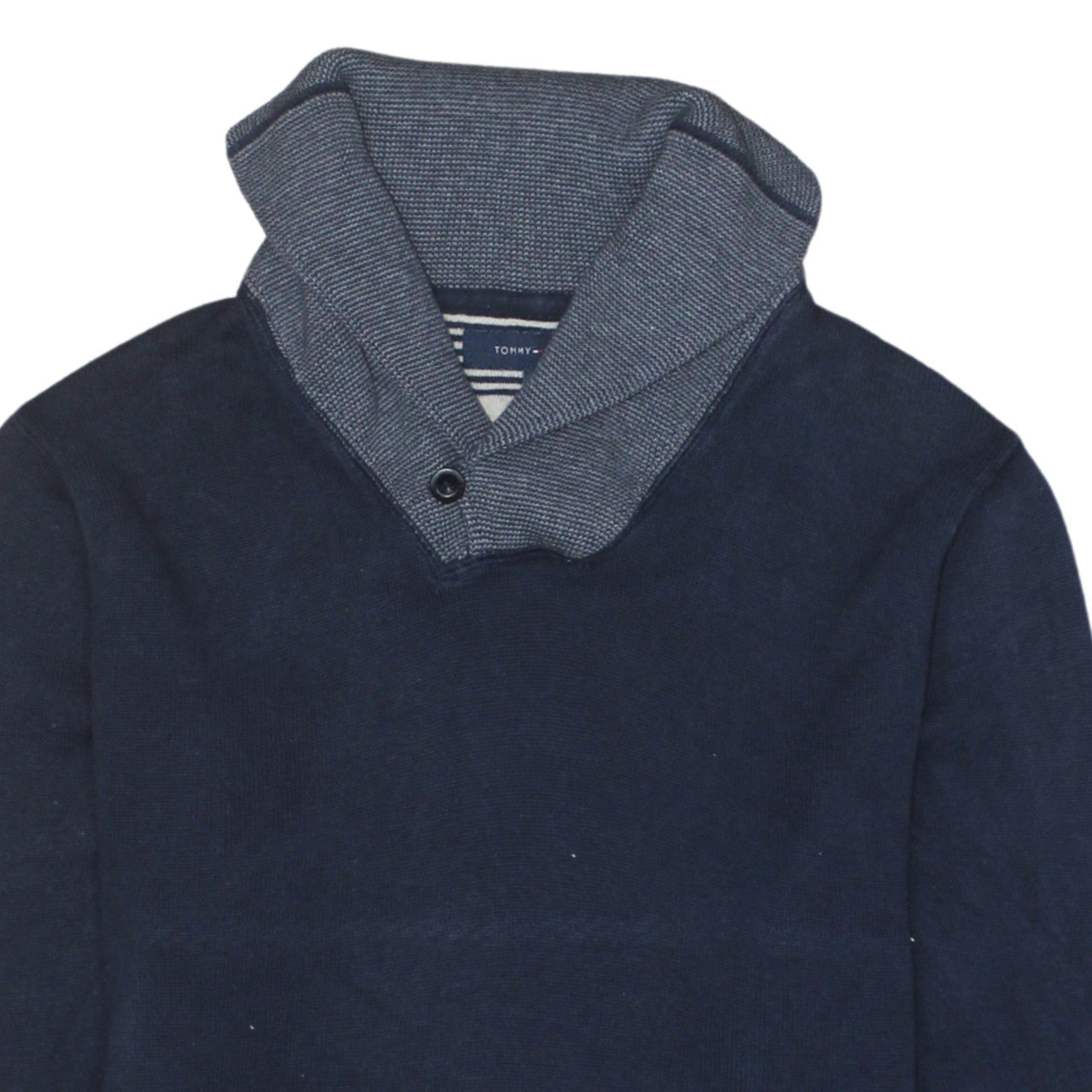 Tommy Hilfiger Men's Blue Cotton Shawl Collar Pullover Jumper M