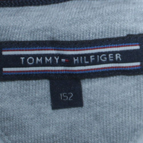 Tommy Hilfiger Boys Grey Sweatshirt Size 152 Cotton Blend Crew Neck