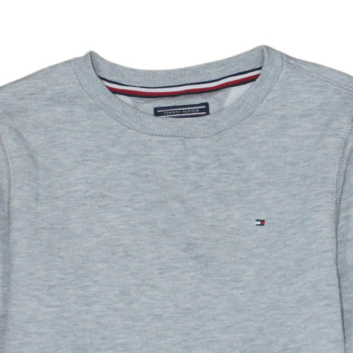 Tommy Hilfiger Boys Grey Sweatshirt Size 152 Cotton Blend Crew Neck