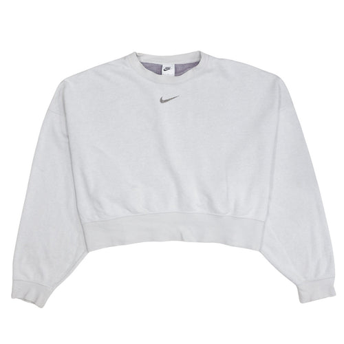 Nike Women White Cropped Pullover Sweatshirt Medium