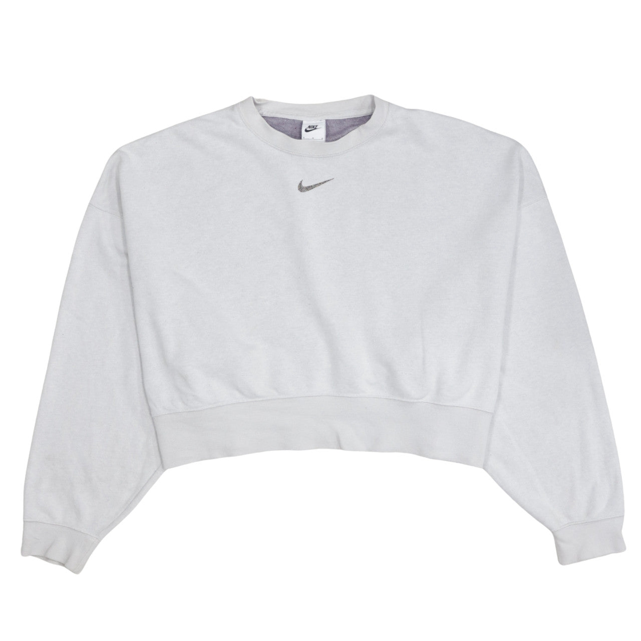 Nike Women White Cropped Pullover Sweatshirt Medium