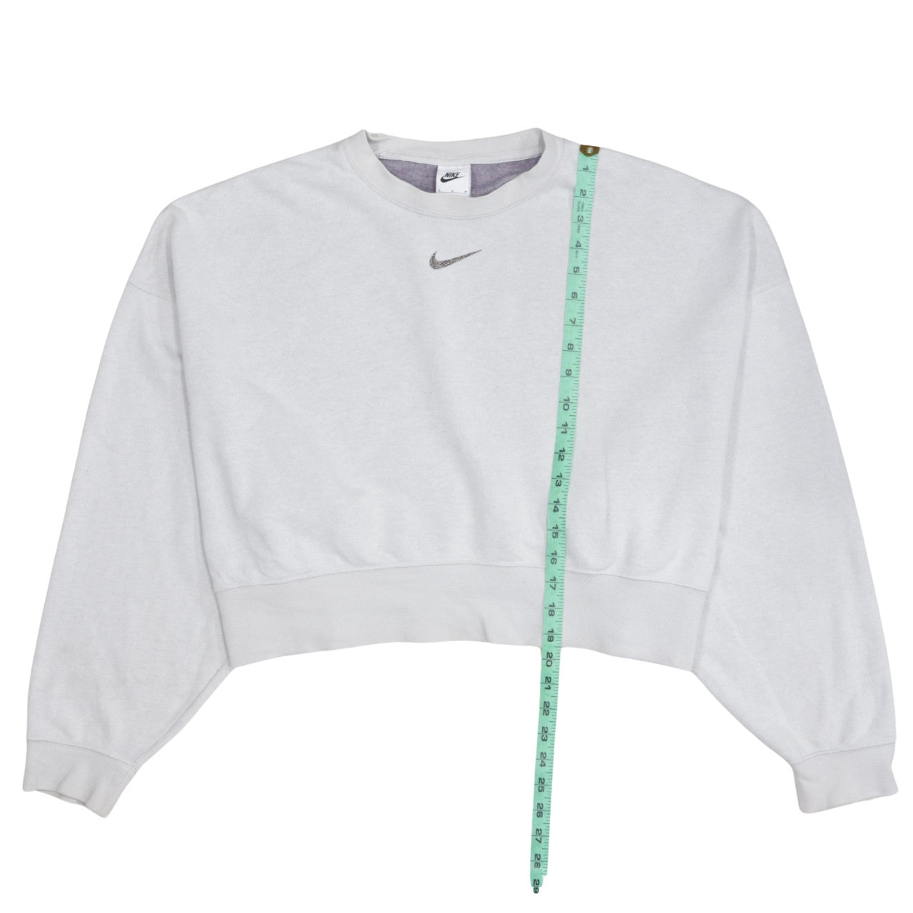 Nike Women White Cropped Pullover Sweatshirt Medium